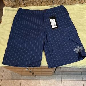 NWT J LL Cool J Mens 36 Blue White Striped Chino Shorts Vintage 90's y2k Cotton